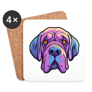 Mastiff napolitain race de chien dessin animé kawaii illust - Dessous de verre (lot de 4) - blanc - Devant