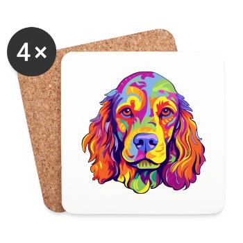 Norfolk Spaniel Dog Breed Cartoon Kawaii Illustrat - Coasters (set of 4) - white - Front