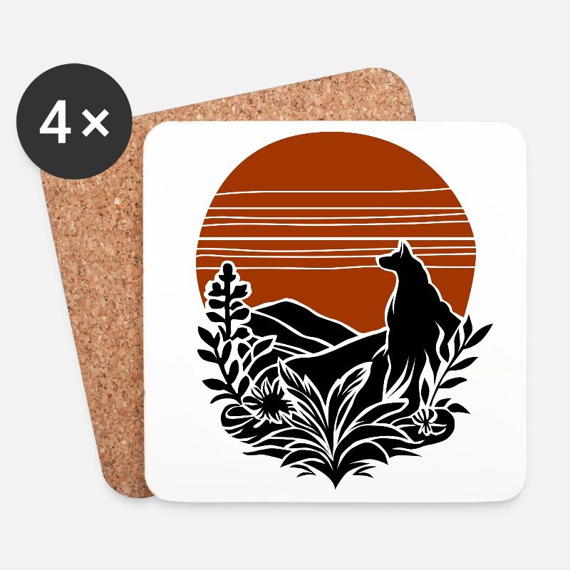 vintage wolf - Untersetzer (4er-Set) - Weiß