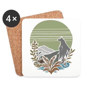vintage wolf - Untersetzer (4er-Set) - Weiß - Vorne