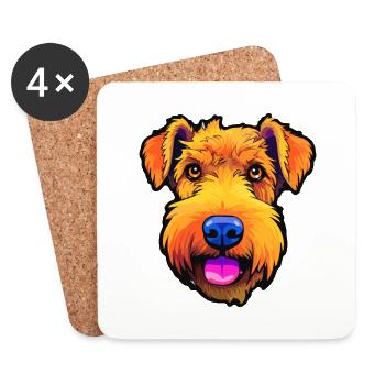 Lakeland Terrier chien race Cartoon Kawaii Illustra - Dessous de verre (lot de 4) - blanc - Devant