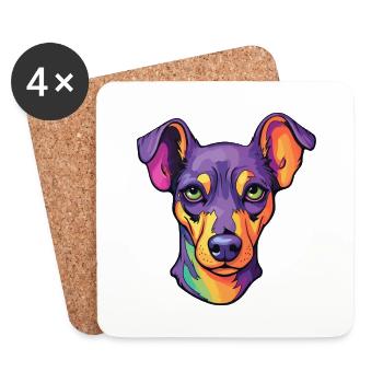Manchester Terrier Dog Breed Cartoon Kawaii Illust - Coasters (set of 4) - white - Front