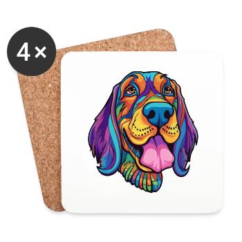 Majestic Tree Hound Dog Breed Cartoon Kawaii Illus - Coasters (set of 4) - white - Front