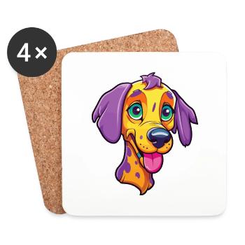 Leopard Cur Hund Rasse Cartoon Kawaii Illustration - Untersetzer (4er-Set) - Weiß - Vorne