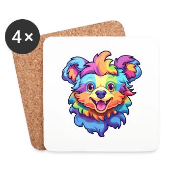 Hokkaido Dog Breed Cartoon Kawaii Illustration - Coasters (set of 4) - white - Front