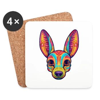 Hare Indian Dog Breed Cartoon Kawaii Illustration - Coasters (set of 4) - white - Front