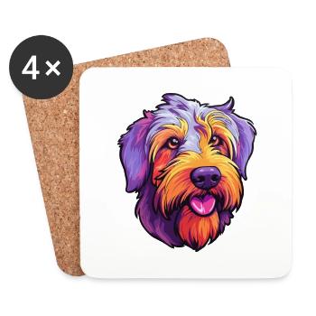 Glen Of Imaal Terrier chien race Cartoon Kawaii Ill - Dessous de verre (lot de 4) - blanc - Devant