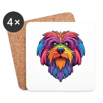 Grand Griffon Vendéen Chien Race Cartoon Kawaii Ill - Dessous de verre (lot de 4) - blanc - Devant