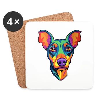 Deutsche Pinscher Hunderasse Cartoon Kawaii Illustrat - Untersetzer (4er-Set) - Weiß - Vorne