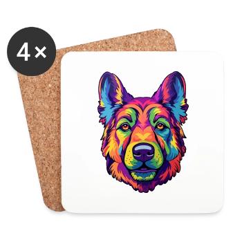 Garafian Shepherd Dog Breed Cartoon Kawaii Illustr - Coasters (set of 4) - white - Front