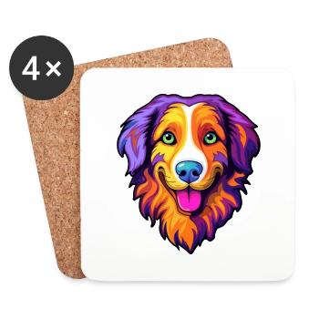 English Shepherd Dog Breed Cartoon Kawaii Illustra - Coasters (set of 4) - white - Front