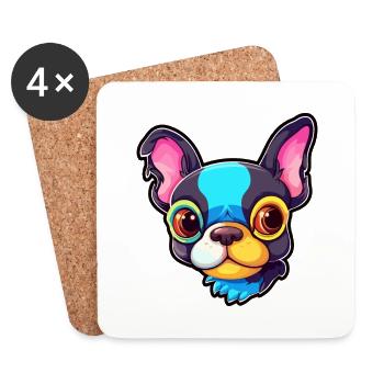Boston Terrier Hunderasse Cartoon Kawaii Illustrati - Untersetzer (4er-Set) - Weiß - Vorne