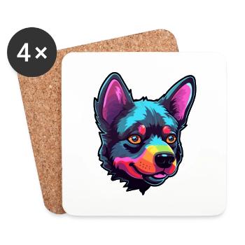 Schwarzer norwegischer Elchhund Hunderasse Cartoon Kawaii - Untersetzer (4er-Set) - Weiß - Vorne