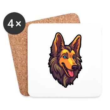 Belgian Tervuren Dog Breed Cartoon Kawaii Illustra - Coasters (set of 4) - white - Front