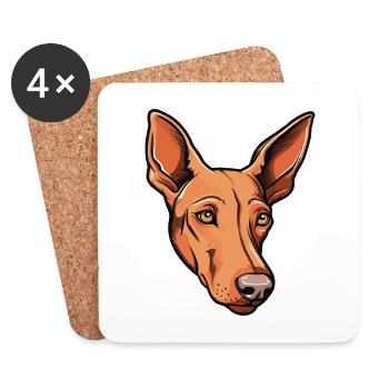 Podenco Canario race de chien dessin animé kawaii illustrat - Dessous de verre (lot de 4) - blanc - Devant