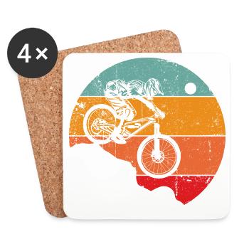 Retro Sonnenuntergang Radfahrer Silhouette - Untersetzer (4er-Set) - Weiß - Vorne