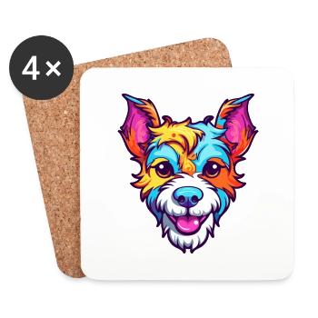 Terrier japonais chien race dessin animé kawaii illustra - Dessous de verre (lot de 4) - blanc - Devant