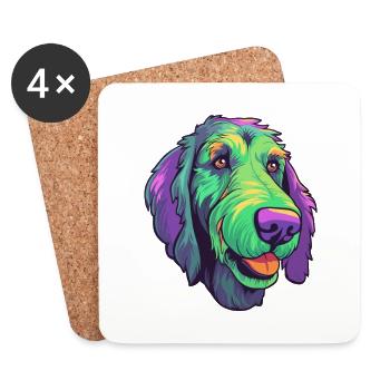 Irish Wolfhound chien race Cartoon Kawaii Illustrat - Dessous de verre (lot de 4) - blanc - Devant