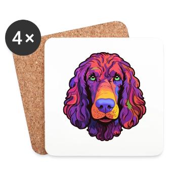 Irischer Wasserspaniel Hunderasse Cartoon Kawaii Abbus - Untersetzer (4er-Set) - Weiß - Vorne