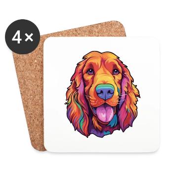 Irish Setter Dog Breed Cartoon Kawaii Illustration - Coasters (set of 4) - white - Front