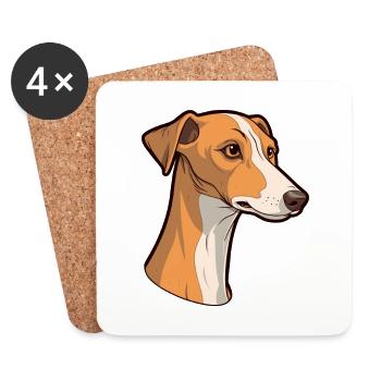 Vieux lévrier croate race de chien dessin animé Kawaii I - Dessous de verre (lot de 4) - blanc - Devant