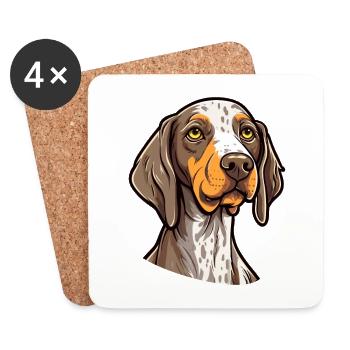 Vieux danois Pointer chien race Cartoon Kawaii Illust - Dessous de verre (lot de 4) - blanc - Devant