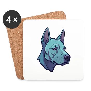 Bleu Thai Ridgeback chien race Cartoon Kawaii Illus - Dessous de verre (lot de 4) - blanc - Devant