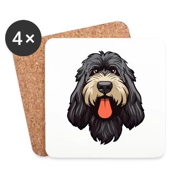 Race de chien Terrier russe noir Cartoon Kawaii Ill - Dessous de verre (lot de 4) - blanc - Devant