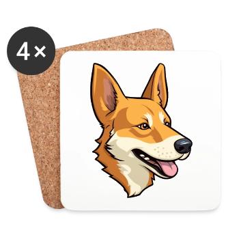 Carolina race de chien dessin animé Kawaii Illustration - Dessous de verre (lot de 4) - blanc - Devant