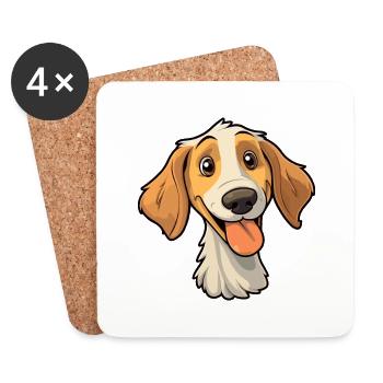 Cesky Fousek Chien Race Cartoon Kawaii Illustration - Dessous de verre (lot de 4) - blanc - Devant