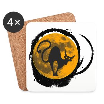 abstrakte Katzen, monde, Halloween outfit - Untersetzer (4er-Set) - Weiß - Vorne