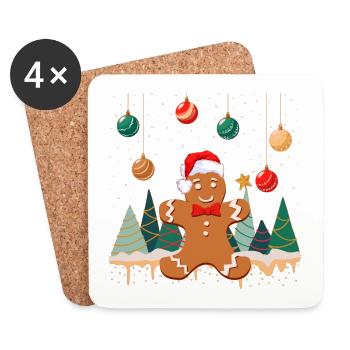Biscuit Gingerbread Man Christmas Baubles in the Snow - Coasters (set of 4) - white - Front