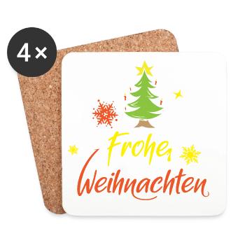 frohe weihnachten Weihnachtsbaum Schnee Stern icon - Untersetzer (4er-Set) - Weiß - Vorne