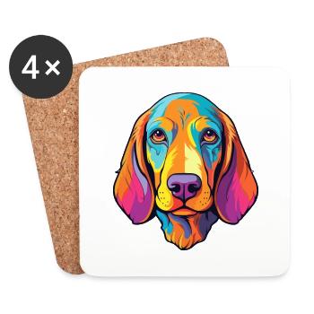 Chien tricolore sibérien race de chien Cartoon Kawaii I - Dessous de verre (lot de 4) - blanc - Devant