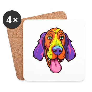 Smaland Hound Chien Race Cartoon Kawaii Illustratio - Dessous de verre (lot de 4) - blanc - Devant