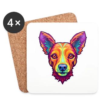 Portuguese Podengo Pequeno Dog Breed Cartoon Kawai - Coasters (set of 4) - white - Front