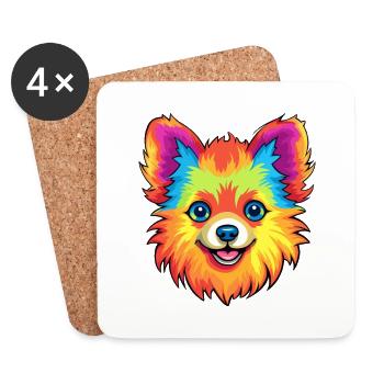 Pommersche Deutsche Spitz Hunderasse Karikatur Kawaii I - Untersetzer (4er-Set) - Weiß - Vorne