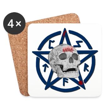 Menschenschädel, Pentagram muster, halloween outfi - Untersetzer (4er-Set) - Weiß - Vorne