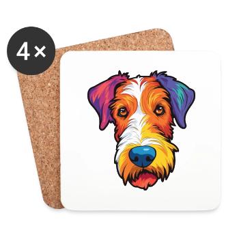 Fil Fox Terrier chien race Cartoon Kawaii Illustra - Dessous de verre (lot de 4) - blanc - Devant