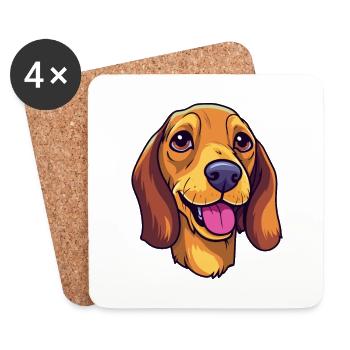 Westphalie Dachsbracke chien race Cartoon Kawaii I - Dessous de verre (lot de 4) - blanc - Devant