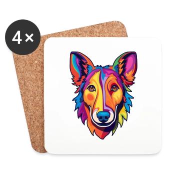 Glatter Collie Hund Rasse Cartoon Kawaii Illustratio - Untersetzer (4er-Set) - Weiß - Vorne