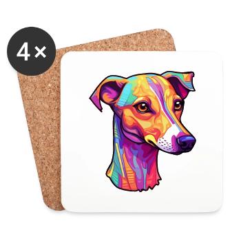 Anglais Whippet Chien Race Cartoon Kawaii Illustrat - Dessous de verre (lot de 4) - blanc - Devant