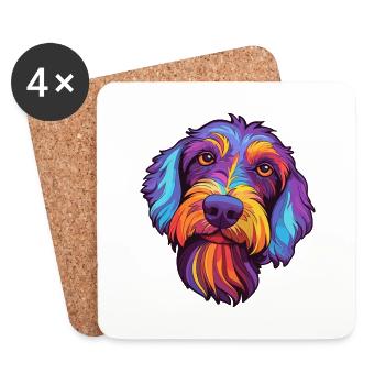 Cesky Terrier Hunderasse Cartoon Kawaii Illustration - Untersetzer (4er-Set) - Weiß - Vorne