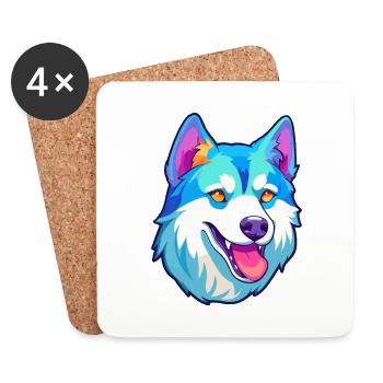 Labrador canadien Husky chien race Cartoon Kawaii I - Dessous de verre (lot de 4) - blanc - Devant