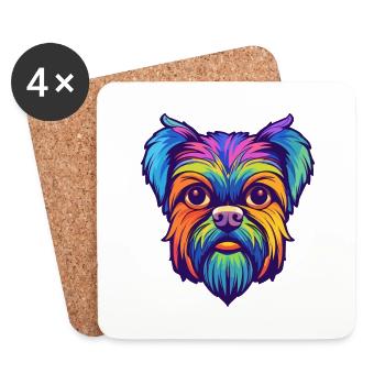 Bruxelles Griffon Chien Race Cartoon Kawaii Illustra - Dessous de verre (lot de 4) - blanc - Devant