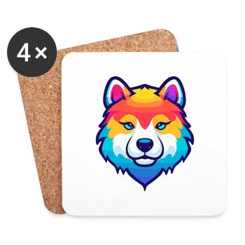 Akita Hunderasse Cartoon Kawaii Illustration - Untersetzer (4er-Set) - Weiß - Vorne