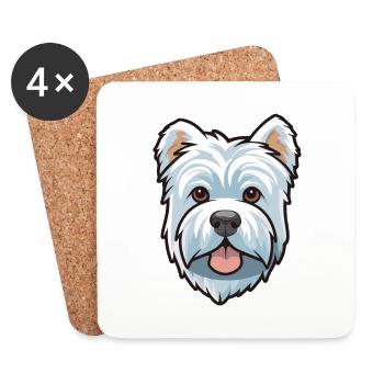 West Highland Terrier Dog Breed Cartoon Kawaii Ill - Coasters (set of 4) - white - Front