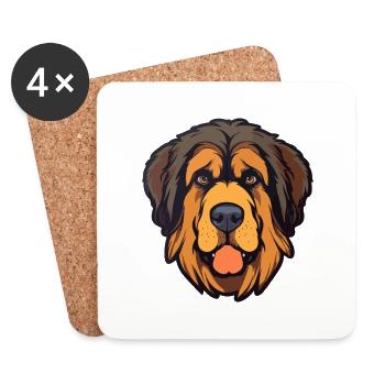 Tibetan Mastiff Hunderasse Cartoon Kawaii Illustrat - Untersetzer (4er-Set) - Weiß - Vorne