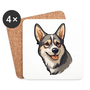 Suédois Vallhund chien race Cartoon Kawaii Illustra - Dessous de verre (lot de 4) - blanc - Devant