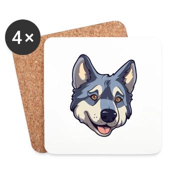 Chien d’élan suédois Race Dessin animé Kawaii Illustra - Dessous de verre (lot de 4) - blanc - Devant